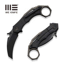 WEKNIFE Tayra Flipper Knife Black Titanium Handle Bronze Titanium Integral Backspacer & Finger Ring (2.19" Black Stonewashed Bevels, Black Brushed Flats Bohler M390 Blade) WE24069-1