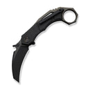 WEKNIFE Tayra Flipper Knife Black Titanium Handle Bronze Titanium Integral Backspacer & Finger Ring (2.19" Black Stonewashed Bevels, Black Brushed Flats Bohler M390 Blade) WE24069-1