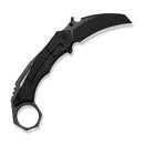 WEKNIFE Tayra Flipper Knife Black Titanium Handle Bronze Titanium Integral Backspacer & Finger Ring (2.19" Black Stonewashed Bevels, Black Brushed Flats Bohler M390 Blade) WE24069-1