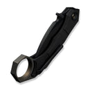 WEKNIFE Tayra Flipper Knife Black Titanium Handle Bronze Titanium Integral Backspacer & Finger Ring (2.19" Black Stonewashed Bevels, Black Brushed Flats Bohler M390 Blade) WE24069-1