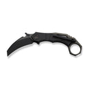 WEKNIFE Tayra Flipper Knife Black Titanium Handle Bronze Titanium Integral Backspacer & Finger Ring (2.19" Black Stonewashed Bevels, Black Brushed Flats Bohler M390 Blade) WE24069-1