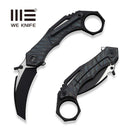 WEKNIFE Tayra Flipper Knife Tiger Stripe Pattern Flamed Titanium Handle Black Titanium Integral Backspacer & Finger Ring (2.19" Black Stonewashed Bohler M390 Blade, Satin Flat) WE24069-4