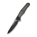 WEKNIFE 702XI Flipper & Button Lock Knife Black Titanium Integral Handle With Aluminum Foil Carbon Fiber Inlay (3.81" Black Stonewashed Bohler M390 Blade, Satin Flat) WE07B - 2