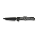 WEKNIFE 702XI Flipper & Button Lock Knife Black Titanium Integral Handle With Aluminum Foil Carbon Fiber Inlay (3.81" Black Stonewashed Bohler M390 Blade, Satin Flat) WE07B - 2