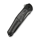 WEKNIFE 702XI Flipper & Button Lock Knife Black Titanium Integral Handle With Aluminum Foil Carbon Fiber Inlay (3.81" Black Stonewashed Bohler M390 Blade, Satin Flat) WE07B - 2