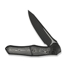 WEKNIFE 702XI Flipper & Button Lock Knife Black Titanium Integral Handle With Aluminum Foil Carbon Fiber Inlay (3.81" Black Stonewashed Bohler M390 Blade, Satin Flat) WE07B - 2