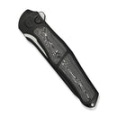 WEKNIFE 702XI Flipper & Button Lock Knife Black Titanium Integral Handle With Aluminum Foil Carbon Fiber Inlay (3.81" Black Stonewashed Bohler M390 Blade, Satin Flat) WE07B - 2