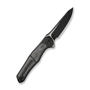 WEKNIFE 702XI Flipper & Button Lock Knife Black Titanium Integral Handle With Aluminum Foil Carbon Fiber Inlay (3.81" Black Stonewashed Bohler M390 Blade, Satin Flat) WE07B - 2