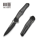 WEKNIFE 702XI Flipper & Button Lock Knife Black Titanium Integral Handle With Aluminum Foil Carbon Fiber Inlay (3.81" Black Stonewashed Bohler M390 Blade, Satin Flat) WE07B - 2