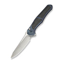 WEKNIFE 702XI Flipper & Button Lock Knife Blue Titanium Integral Handle With Shredded Carbon Fiber Inlay (3.81" Satin Finished Bohler M390 Blade) WE07B - 1