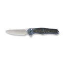 WEKNIFE 702XI Flipper & Button Lock Knife Blue Titanium Integral Handle With Shredded Carbon Fiber Inlay (3.81" Satin Finished Bohler M390 Blade) WE07B - 1
