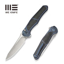 WEKNIFE 702XI Flipper & Button Lock Knife Blue Titanium Integral Handle With Shredded Carbon Fiber Inlay (3.81" Satin Finished Bohler M390 Blade) WE07B - 1
