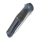WEKNIFE 702XI Flipper & Button Lock Knife Blue Titanium Integral Handle With Shredded Carbon Fiber Inlay (3.81" Satin Finished Bohler M390 Blade) WE07B - 1