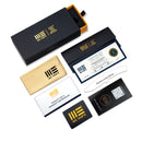 WEKNIFE 702XI Flipper & Button Lock Knife Polished Gray Titanium Integral Handle With Copper Foil Carbon Fiber Inlay (3.81" Polished Gray Bohler M390 Blade) WE07B - 3