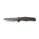 WEKNIFE 702XI Flipper & Button Lock Knife Polished Gray Titanium Integral Handle With Copper Foil Carbon Fiber Inlay (3.81" Polished Gray Bohler M390 Blade) WE07B - 3