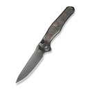 WEKNIFE 702XI Flipper & Button Lock Knife Polished Gray Titanium Integral Handle With Copper Foil Carbon Fiber Inlay (3.81" Polished Gray Bohler M390 Blade) WE07B - 3