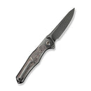 WEKNIFE 702XI Flipper & Button Lock Knife Polished Gray Titanium Integral Handle With Copper Foil Carbon Fiber Inlay (3.81" Polished Gray Bohler M390 Blade) WE07B - 3