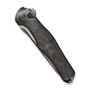 WEKNIFE 702XI Flipper & Button Lock Knife Polished Gray Titanium Integral Handle With Copper Foil Carbon Fiber Inlay (3.81" Polished Gray Bohler M390 Blade) WE07B - 3