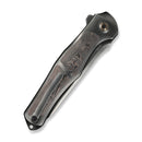 WEKNIFE 702XI Flipper & Button Lock Knife Polished Gray Titanium Integral Handle With Copper Foil Carbon Fiber Inlay (3.81" Polished Gray Bohler M390 Blade) WE07B - 3