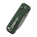 WEKNIFE Banter 2 Thumb Stud & Crossbar Lock Knife Green Canvas Micarta Handle (2.87" Gray Stonewashed CPM S35VN Blade) WE23075 - 3