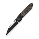 WEKNIFE Brr15 Flipper Knife Black Titanium Handle With Copper Foil Carbon Fiber Inlay (3.25" Black Stonewashed Bohler M390 Blade, Satin Flat) WE24007 - 1