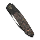 WEKNIFE Brr15 Flipper Knife Black Titanium Handle With Copper Foil Carbon Fiber Inlay (3.25" Black Stonewashed Bohler M390 Blade, Satin Flat) WE24007 - 1