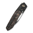 WEKNIFE Brr15 Flipper Knife Black Titanium Handle With Copper Foil Carbon Fiber Inlay (3.25" Black Stonewashed Bohler M390 Blade, Satin Flat) WE24007 - 1