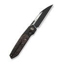 WEKNIFE Brr15 Flipper Knife Black Titanium Handle With Copper Foil Carbon Fiber Inlay (3.25" Black Stonewashed Bohler M390 Blade, Satin Flat) WE24007 - 1