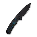 WEKNIFE Corwyn Flipper & Thumb Stud Knife Black Titanium Handle With Black & Blue Carbon Fiber Inlay (3.7" Black Stonewashed Bohler M390 Blade) WE24088 - 1