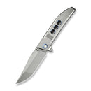 WEKNIFE Ezinta Flipper & Thumb Stud Knife Polished Bead Blasted Titanium Integral Handle With Blue Holes (3.99" Polished Bead Blasted Bohler M390 Blade) WE22041 - 2
