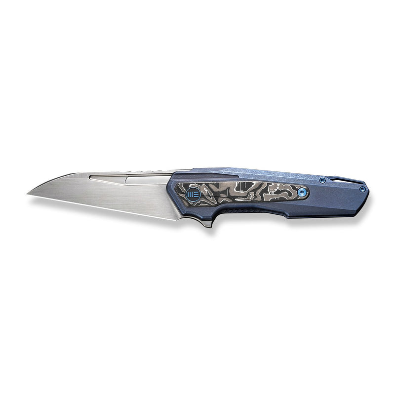 WEKNIFE Falcaria Flipper & Thumb Hole Knife Blue Titanium Handle With Aluminum Foil Carbon Fiber Inlay (3.64" Hand Rubbed Satin CPM 20CV Blade) WE23012B-3