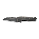 WEKNIFE Falcaria Flipper & Thumb Hole Knife Polished Gray Titanium Handle With Etching Pattern Titanium Inlay (3.64" Polished Gray CPM 20CV Blade) WE23012B-4