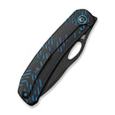 WEKNIFE Inmate Front Flipper & Thumb Hole Knife Black Titanium Handle With Blue Raindrops (3.7" Black Stonewashed CPM 20CV Blade) WE23096B - 2