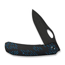 WEKNIFE Inmate Front Flipper & Thumb Hole Knife Black Titanium Handle With Blue Raindrops (3.7" Black Stonewashed CPM 20CV Blade) WE23096B - 2