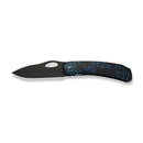 WEKNIFE Inmate Front Flipper & Thumb Hole Knife Black Titanium Handle With Blue Raindrops (3.7" Black Stonewashed CPM 20CV Blade) WE23096B - 2