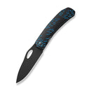 WEKNIFE Inmate Front Flipper & Thumb Hole Knife Black Titanium Handle With Blue Raindrops (3.7" Black Stonewashed CPM 20CV Blade) WE23096B - 2