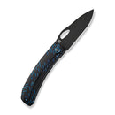 WEKNIFE Inmate Front Flipper & Thumb Hole Knife Black Titanium Handle With Blue Raindrops (3.7" Black Stonewashed CPM 20CV Blade) WE23096B - 2