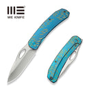 WEKNIFE Inmate Front Flipper & Thumb Hole Knife Blue Titanium Handle With Golden Raindrops (3.7" Satin Finished CPM 20CV Blade) WE23096B - 3