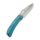WEKNIFE Inmate Front Flipper & Thumb Hole Knife Blue Titanium Handle With Golden Raindrops (3.7" Satin Finished CPM 20CV Blade) WE23096B - 3