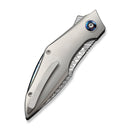 WEKNIFE Krait Snake Flipper Knife Gray Titanium Handle (3.34" Fafnir Damasteel Blade) WE24084 - DS1