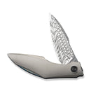 WEKNIFE Krait Snake Flipper Knife Gray Titanium Handle (3.34" Fafnir Damasteel Blade) WE24084 - DS1