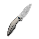 WEKNIFE Krait Snake Flipper Knife Gray Titanium Handle (3.34" Fafnir Damasteel Blade) WE24084 - DS1