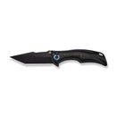 WEKNIFE Tighe Down Flipper & Thumb Stud & Button Lock Knife Black Titanium Integral Handle With Black & Yellow Carbon Fiber Inlay (4" Black Stonewashed Bohler M390 Blade, Tanto) WE24054B - 1