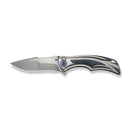 WEKNIFE Tighe Down Flipper & Thumb Stud & Button Lock Knife Gray Titanium Integral Handle With Black & Blue Carbon Fiber Inlay (4" Stonewashed Bohler M390 Blade, Drop Point) WE24054 - 1