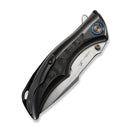 WEKNIFE Tighe Down Flipper & Thumb Stud & Button Lock Knife Polished Gray Orange Peel Textured Titanium Integral Handle With Rose Carbon Fiber Inlay (4" Hand Rubbed Satin Bohler M390 Blade, Drop Point) WE24054 - 2