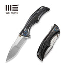 WEKNIFE Tighe Down Flipper & Thumb Stud & Button Lock Knife Polished Gray Orange Peel Textured Titanium Integral Handle With Rose Carbon Fiber Inlay (4" Hand Rubbed Satin Bohler M390 Blade, Drop Point) WE24054 - 2