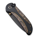 WEKNIFE Zizzit Flipper & Thumb Stud & Button Lock Knife Black Titanium Handle With Copper Foil Carbon Fiber Inlay (3.8" Black Stonewashed CPM 20CV Blade) WE23031-1