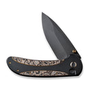 WEKNIFE Zizzit Flipper & Thumb Stud & Button Lock Knife Black Titanium Handle With Copper Foil Carbon Fiber Inlay (3.8" Black Stonewashed CPM 20CV Blade) WE23031-1