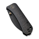 WEKNIFE Banter Wharncliffe Thumb Stud Knife Black Burlap Micarta Contoured Handle (2.85" Black Stonewashed CPM S35VN Blade) WE19068J-1