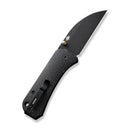 WEKNIFE Banter Wharncliffe Thumb Stud Knife Black Burlap Micarta Contoured Handle (2.85" Black Stonewashed CPM S35VN Blade) WE19068J-1